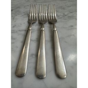 International Silver Plain Round Dinner Salad Forks‎ 3 Silverplated 7"